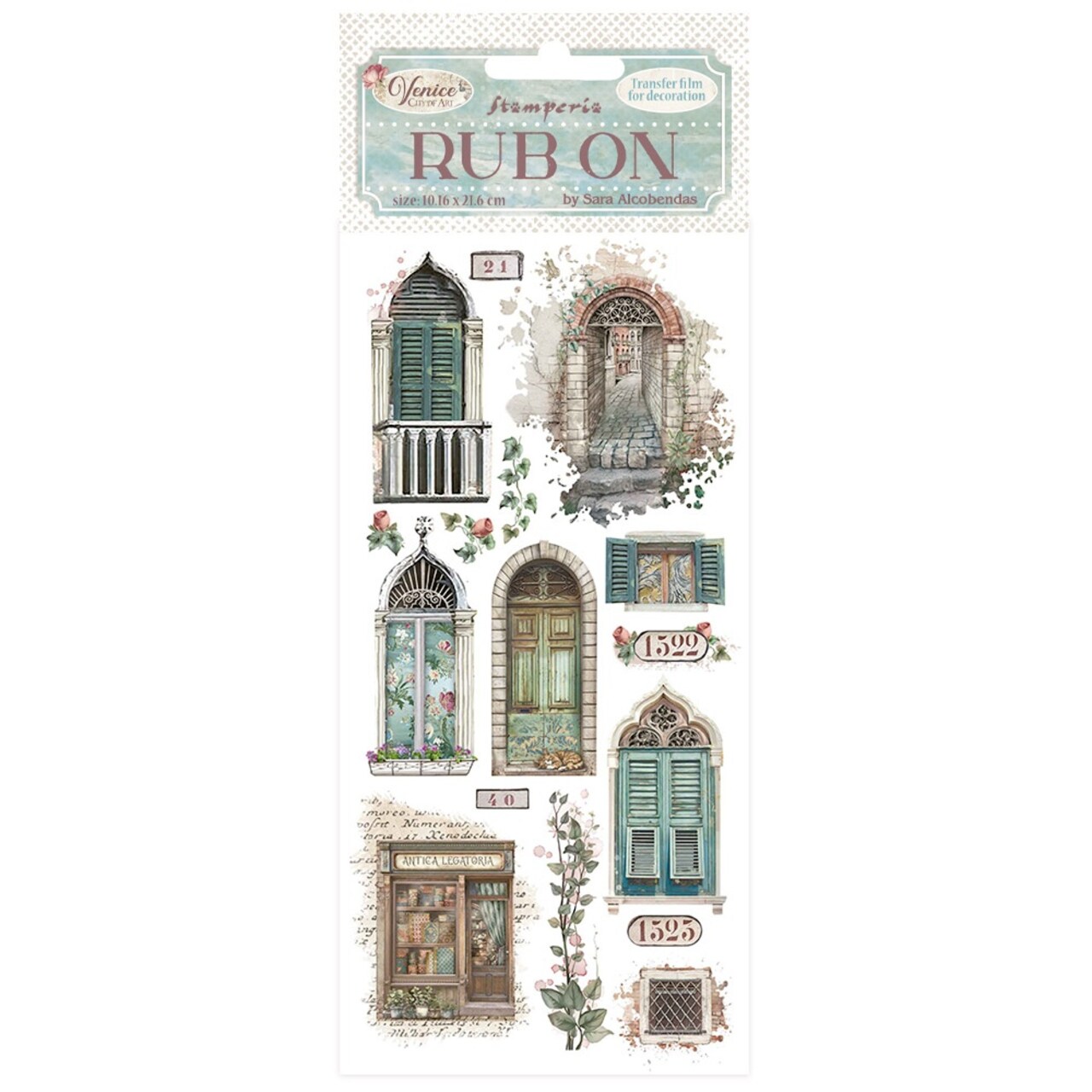 Stamperia Rub-On 4"X8.5"-Venice City of Art doors and windows